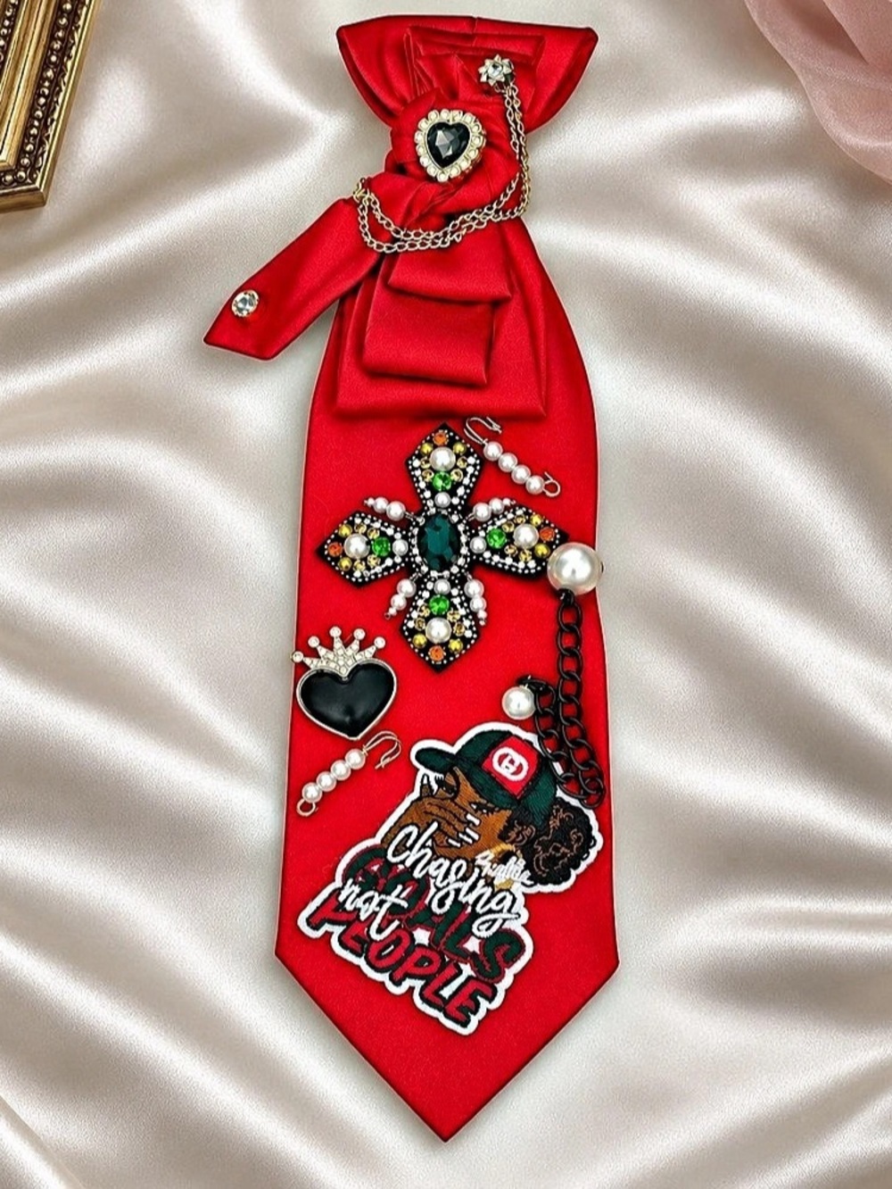 Embellished Red Statement Tie